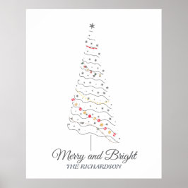 Merry and Bright Christmas Tree | Minimalist Print ポスター