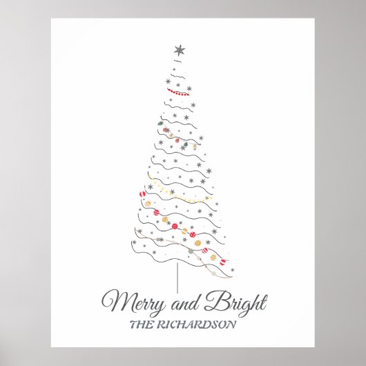 Merry and Bright Christmas Tree | Minimalist Print ポスター (正面)
