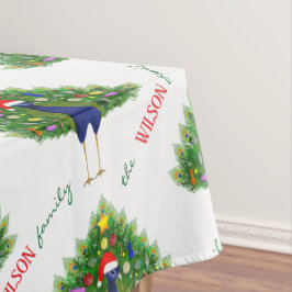 Merry and Bright Christmas Tree Peacock Pattern テーブルクロス