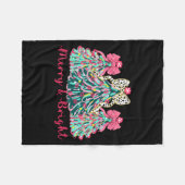 Merry And Bright Christmas Tree Xmas Tree Family H フリースブランケット (正面(横))