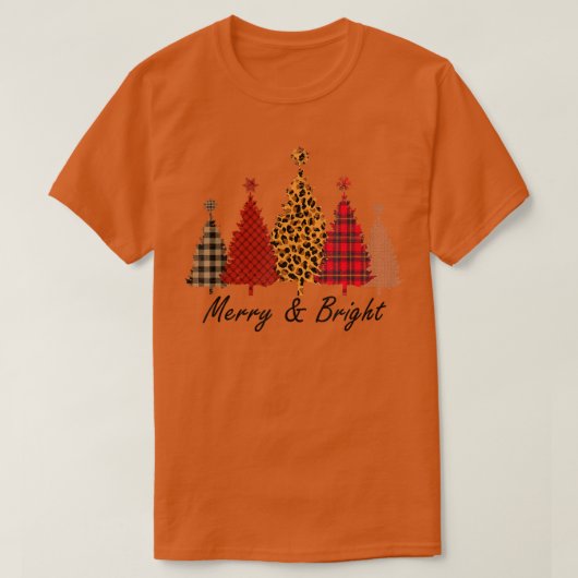 Merry And Bright Christmas Trees Leopard Buffalo P Tシャツ (デザイン正面)