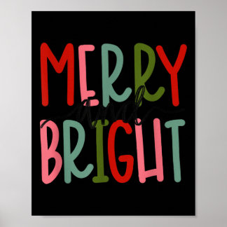 Merry And Bright Christmas Women Girls Kids Toddle ポスター