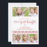 Merry and Bright Collage Holiday Photo Card - Red シーズンカード<br><div class="desc">A 5 photo collage for the holiday season. Also comes in 9 photo collage.</div>