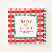 Merry and Bright Colorful Gingham custom name ノートブック (裏面)