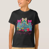 Merry And Bright Coquette Bow Christmas Tree Women Tシャツ (正面)