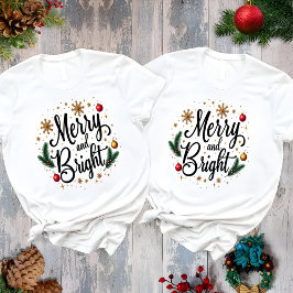 Merry and Bright Elegant Christmas Holiday Tシャツ