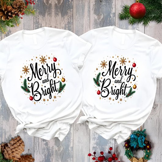 Merry and Bright Elegant Christmas Holiday Tシャツ