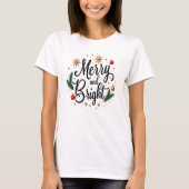 Merry and Bright Elegant Christmas Holiday Tシャツ (正面)