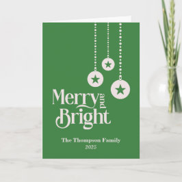 "Merry and Bright" Elegant Mid Green Christmas カード