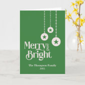 "Merry and Bright" Elegant Mid Green Christmas カード (黄色い花)