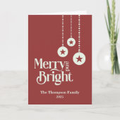 "Merry and Bright" Elegant Red Christmas カード (正面)