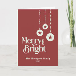 "Merry and Bright" Elegant Red Christmas カード