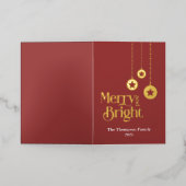"Merry and Bright" Elegant Red Folded 箔シーズンカード (外側レイダウン)