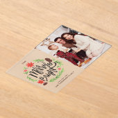 "Merry and Bright" Festive Hand Painted Wreath アクリル招待状 (レイダウン)