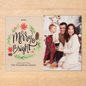 "Merry and Bright" Festive Hand Painted Wreath アクリル招待状 (正面)