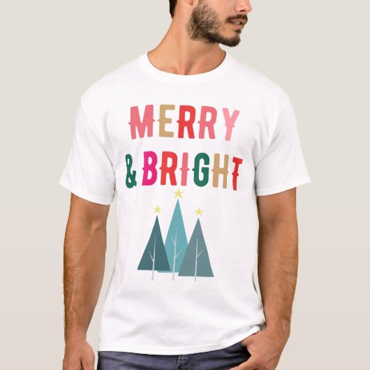 Merry and Bright Festliches Weihnachtsdesign Tシャツ (正面)