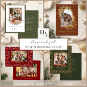 Merry And Bright Forest Green Gold Foil 2 Photo  箔シーズンカード