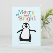Merry and Bright fun cute Penguin Christmas custom シーズンカード (スタンド正面)