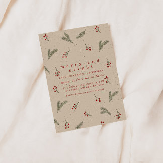 Merry and Bright Holiday Christmas Invite 招待状