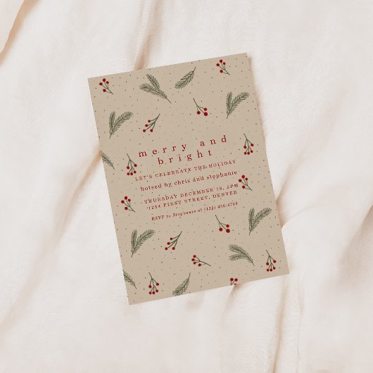 Merry and Bright Holiday Christmas Invite 招待状