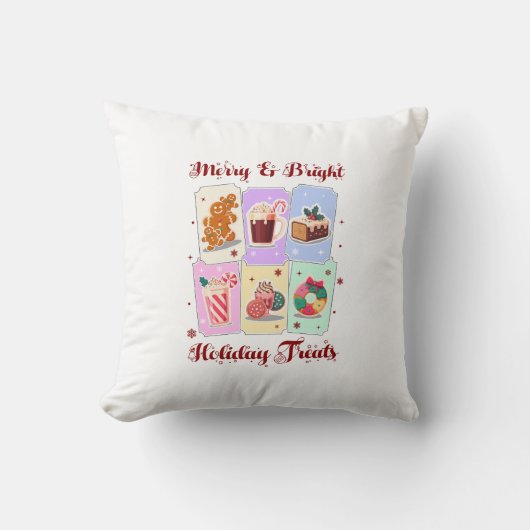 Merry and Bright Holiday Treats Christmas Dessert クッション (正面)