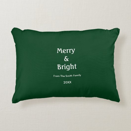 Merry And Bright Hunter Green Christmas Gift Decor アクセントクッション (正面)