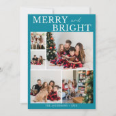 Merry and Bright Minimalist photo Family Christmas 招待状 (正面)