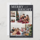 Merry and Bright Minimalist photo Family Christmas 招待状 (正面)