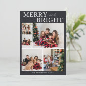 Merry and Bright Minimalist photo Family Christmas 招待状 (スタンド正面)