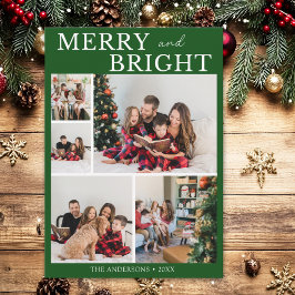 Merry and Bright Minimalist photo Family Christmas 招待状
