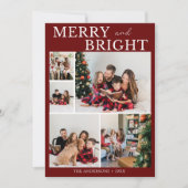 Merry and Bright Minimalist photo Family Christmas 招待状 (正面)