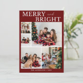 Merry and Bright Minimalist photo Family Christmas 招待状 (スタンド正面)