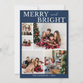 Merry and Bright Minimalist photo Family Christmas 招待状 (正面)