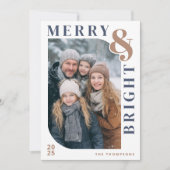 Merry and Bright Modern Christmas Photo シーズンカード (正面)