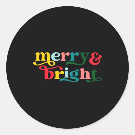 Merry And Bright Modern Christmas Womens  ラウンドシール (正面)