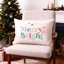 Merry and Bright Modern Colorful Christmas  ランバークッション