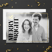 Merry and Bright Modern Foil Holiday Photo Card 箔シーズンカード