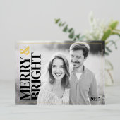 Merry and Bright Modern Foil Holiday Photo Card 箔シーズンカード (立ち正面)