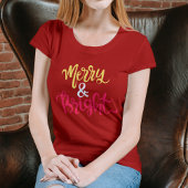 Merry and Bright Modern Red Women’s Christmas  Tシャツ