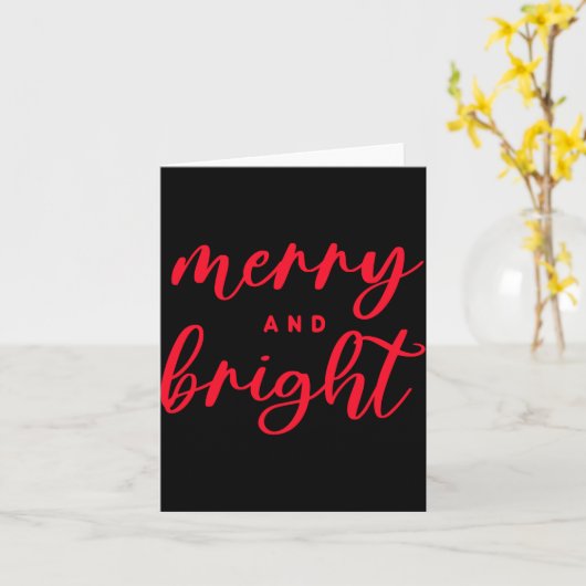 Merry And Bright Modern Red Womens Christmas _1  カード (黄色い花)
