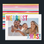 MERRY and BRIGHT PHOTO modern family colorful シーズンカード<br><div class="desc">by kat massard >>> kat@simplysweetPAPERIE.com <<< Send and extra special message with style and pizzazz this year... Personalized with your details & photos my modern holiday products are sure to stand out from the flurry of greetings your friends and family will receive this season and will make a special memento...</div>
