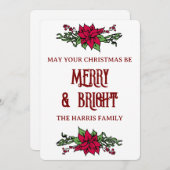 Merry and Bright Poinsettia Christmas シーズンカード (正面/裏面)