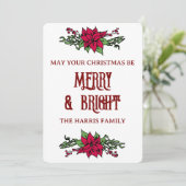 Merry and Bright Poinsettia Christmas シーズンカード (スタンド正面)