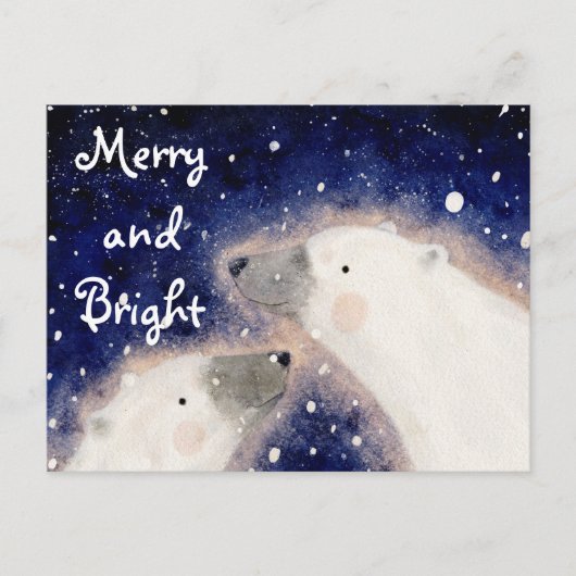 Merry and Bright Polar Bear シーズンポストカード (正面)