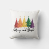 Merry And Bright Rainbow Christmas Tree Gay LGBTQ  クッション (正面)