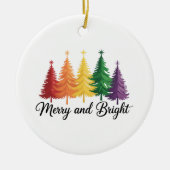 Merry And Bright Rainbow Christmas Tree Gay LGBTQ  セラミックオーナメント (正面)
