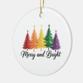 Merry And Bright Rainbow Christmas Tree Gay LGBTQ  セラミックオーナメント (左)