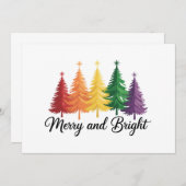 Merry And Bright Rainbow Christmas Tree Gay LGBTQ  招待状 (正面/裏面)