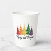 Merry And Bright Rainbow Christmas Tree Gay LGBTQ 紙コップ (正面)
