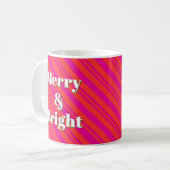 Merry and Bright Red and Pink Candy Stripe Custom コーヒーマグカップ (正面左)